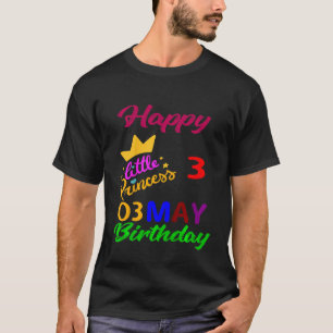 Kids May Girls Birthday 3 May 3rd Anniversary T-Shirt