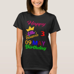 Kids May Girls Birthday 9 May 3rd Anniversary T-Shirt