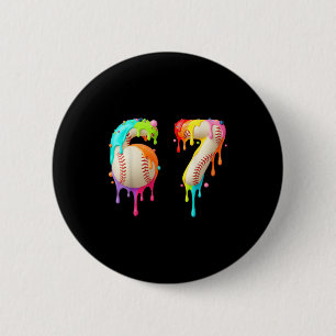 Kids Meme 67 Number Six 6 Seven 7 Ice Cream Drips  2 Inch Round Button