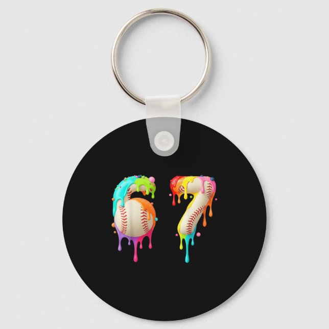 Kids Meme 67 Number Six 6 Seven 7 Ice Cream Drips  Keychain (Front)