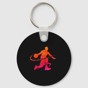 Kids Men Basketball Player Coach Dribbling Keychain