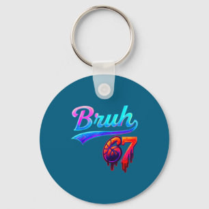 Kids Men Bruh 67 Meme Basketball Six Keychain