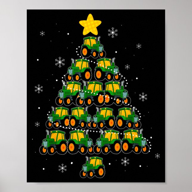 Kids Men Women Tractor Christmas Tree Farmer Xmas  Poster (Front)
