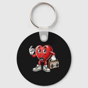 Kids Mens Retro 80s 90s Disco Dancing Heart Valent Keychain