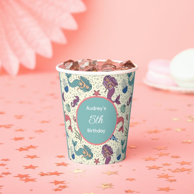 Kids Mermaid Birthday  Paper Cups (Insitu)