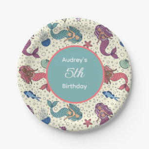 Kids Mermaid Birthday  Paper Plate