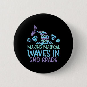 Kids Mermaid Magical Waves 2nd Grade Second First  2 Inch Round Button