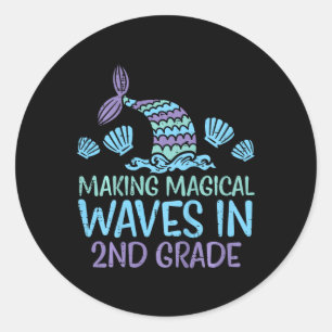 Kids Mermaid Magical Waves 2nd Grade Second First Classic Round Sticker