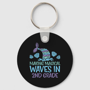 Kids Mermaid Magical Waves 2nd Grade Second First Keychain