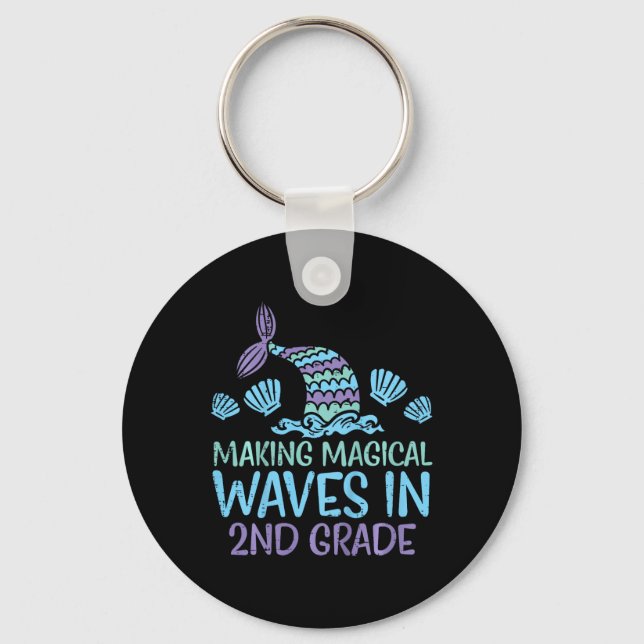 Kids Mermaid Magical Waves 2nd Grade Second First  Keychain (Front)