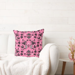 Kids Mermaid Pink Throw Pillow