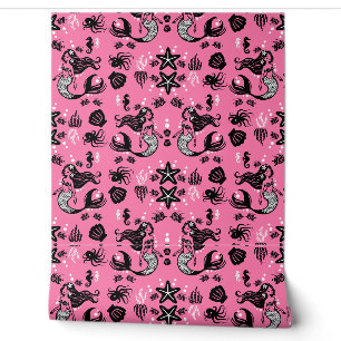 Kids Mermaid Pink Wallpaper