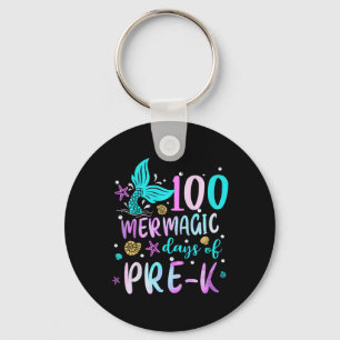 Kids Mermaid Tail 100 Mermagic Days Of Pre-k For T Keychain