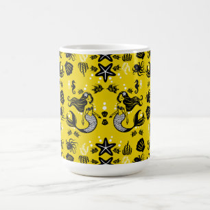 Kids Mermaid Yellow Beach Coffee Mug