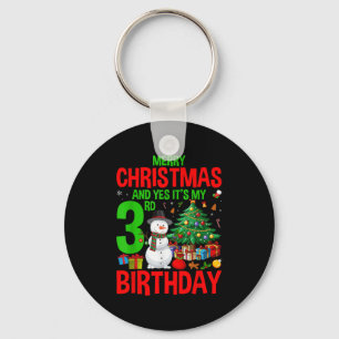 Kids Merry Christmas And Yes It's My 3rd Birthday  Keychain