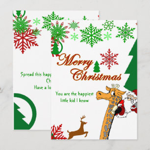 Kids Merry Christmas Santa Riding Giraffe Reindeer