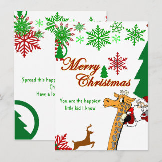 Kids Merry Christmas Santa Riding Giraffe Reindeer