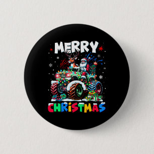 Kids Merry Christmas Xmas Lights Monster Truck San 2 Inch Round Button