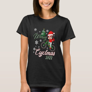 Kids Merry Cyclmas Chrismas Tree 2022 Biking Cycli T-Shirt