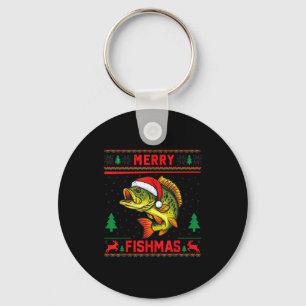 Kids Merry Fishmas B Fishing Christmas Pajamas Swe Keychain