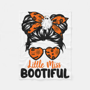 Kids Messy Bun Little Miss Bootiful Boo Halloween  Fleece Blanket