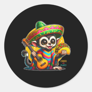 Kids Mexican Monkey With Sombrero And Poncho Cinco Classic Round Sticker