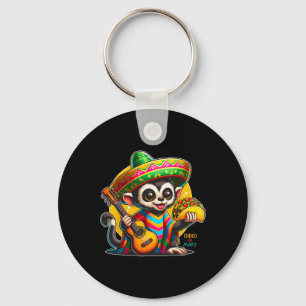 Kids Mexican Monkey With Sombrero And Poncho Cinco Keychain