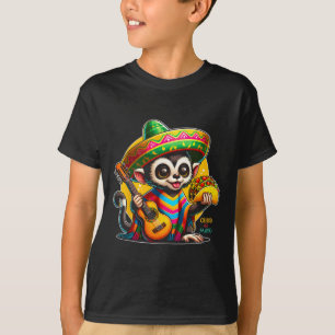 Kids Mexican Monkey With Sombrero And Poncho Cinco T-Shirt