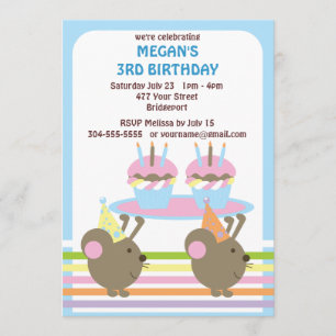 Kids Mice Birthday Invitation