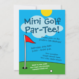 Kid's mini golf miniature golfing Birthdays party Invitation