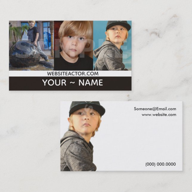 Kids Models and Actors Headshot Template Card (Front/Back)