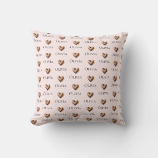 Kids Modern Blush Pink Name Pattern Throw Pillow