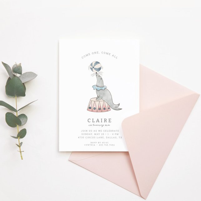 Kids' Modern Circus | Girls Birthday Party Invitation (Creator Uploaded)