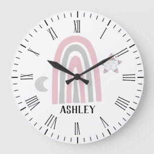 Kids Modern Rainbow Personalized Large Clock