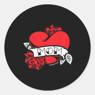 Kids Mom Heart Tattoo  Classic Round Sticker