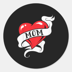 Kids Mom Heart Tattoo For Mothers Day Love Mom  Classic Round Sticker