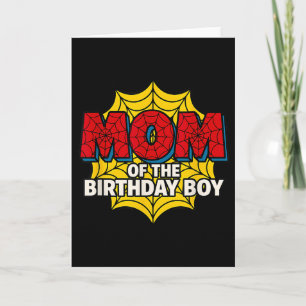 Kids Mom Of The Birthday Boy Spider Theme Party Ma Card