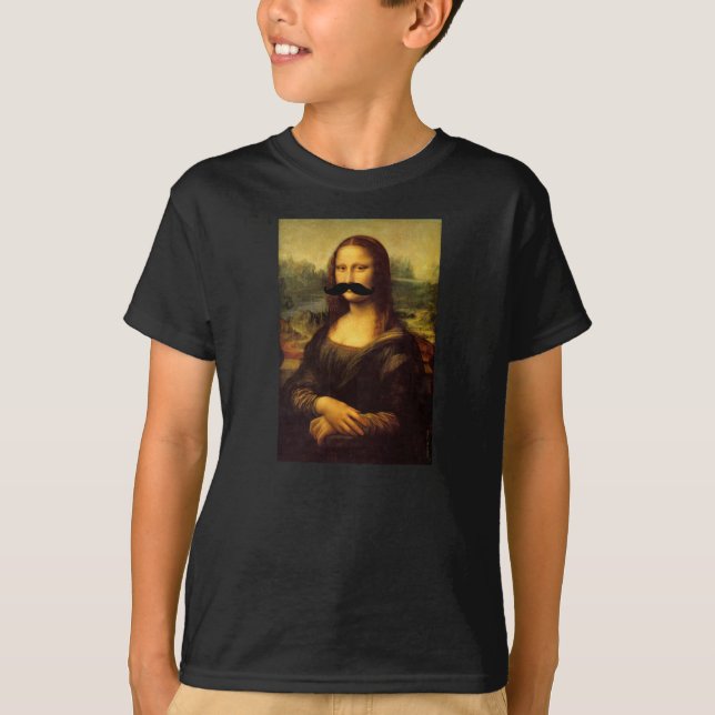Kids' Mona Lisa Moustache Funny Tee by JaneZoe (Front)