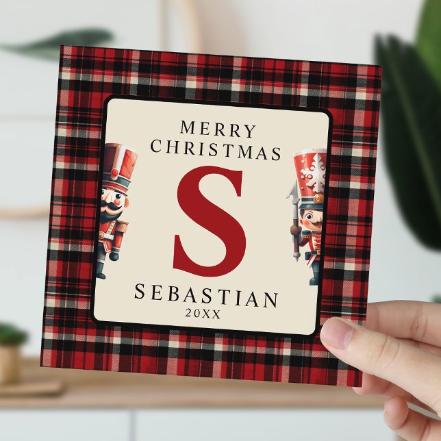 Kids Monogram Christmas Nutcracker Photo Christmas Holiday Card (Creator Uploaded)