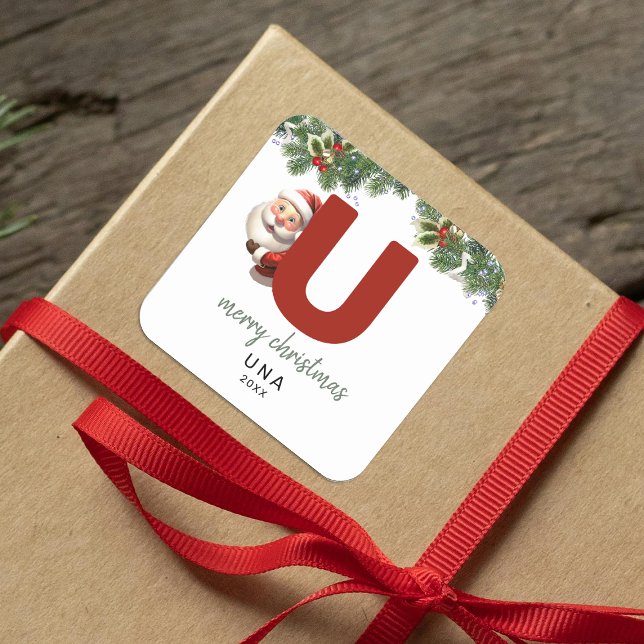 Kids Monogram Christmas Square Sticker (Creator Uploaded)