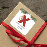 Kids Monogram Christmas Square Sticker<br><div class="desc">Give the gift of personalized charm this Christmas! Our monogram stickers,  featuring Santa hiding behind the letter X,  are a unique and thoughtful way to show your love. Customize with a name,  year and a heartfelt greeting. Make your Christmas gifts stand out!</div>