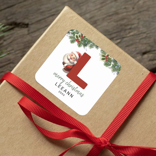 Kids Monogram Christmas  Square Sticker (Creator Uploaded)