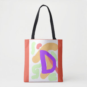 KIDS MONOGRAM INITIAL D Orange Tote Bag