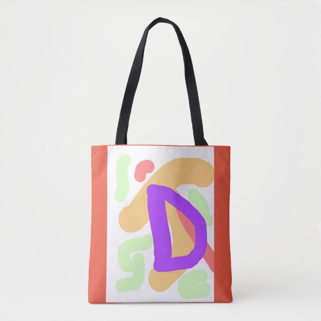 KIDS MONOGRAM INITIAL D Orange  Tote Bag (Front)