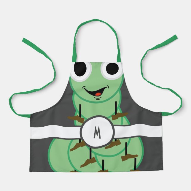 Kids Monogrammed Caterpillar Apron (Front)