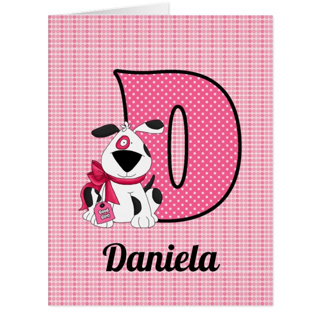 Kids Monogrammed D Pink Dog Blank (Front)