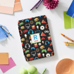 Kids Monogrammed Video Game Party Pattern Gamer iPad Pro Cover<br><div class="desc">Kids Monogrammed Video Game Party Pattern Gamer iPad Case. Personalize with name and initial. A pattern of headphones,  video game controllers,  ice cream,  doughnuts,  pizza,  french fries and burgers. www.SamAnnDesigns.com</div>