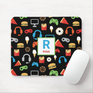 Kids Monogrammed Video Game Party Pattern Gamer Mouse Pad
