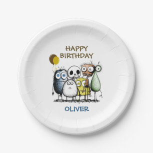 Kids Monster Birthday Paper Plate