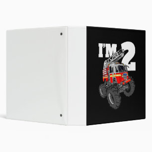 Kids Monster Fire Truck 2nd Birthday Boy 2 Toddler Binder